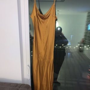 Gold Satin Maxi Dress